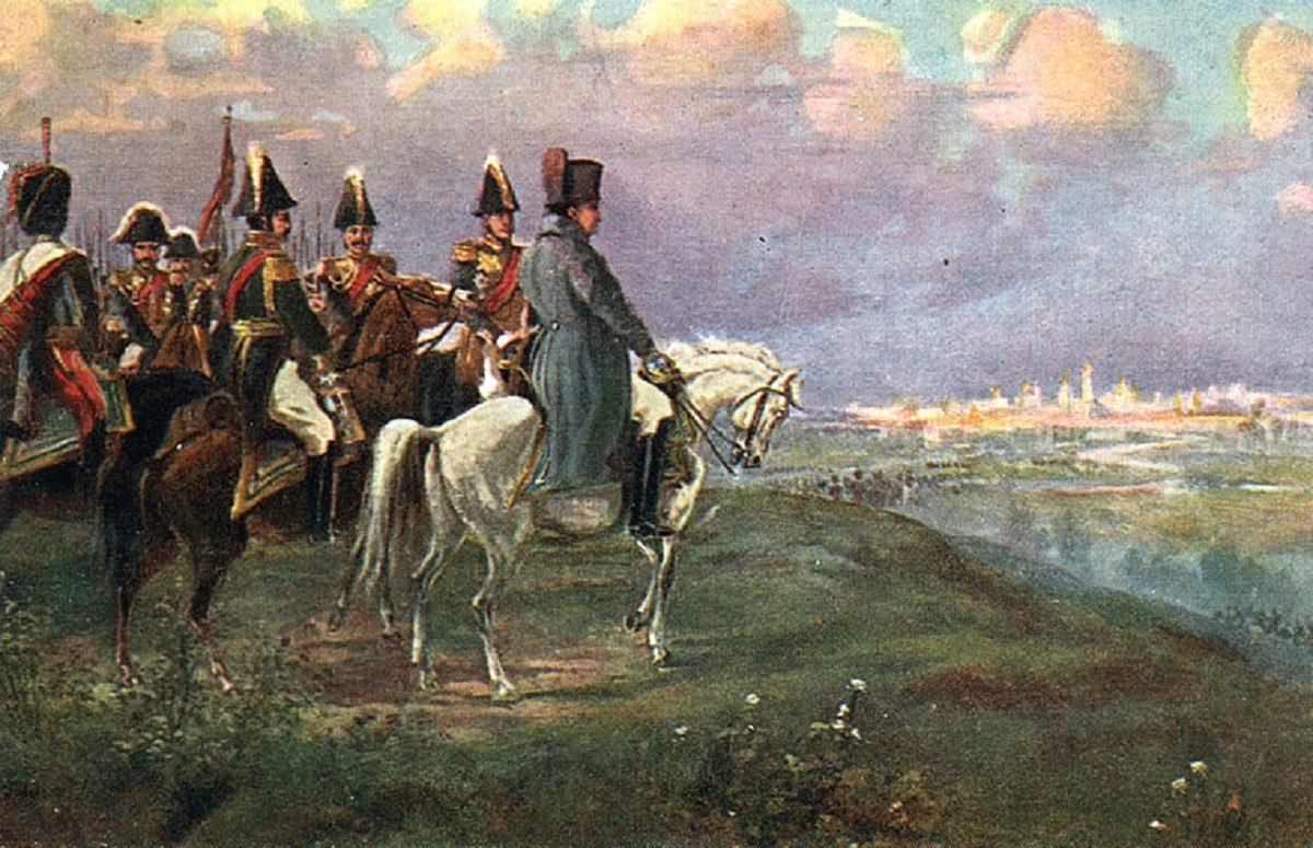 Napoléon sur le mont Poklonnaïa, peinture de I. Lvov