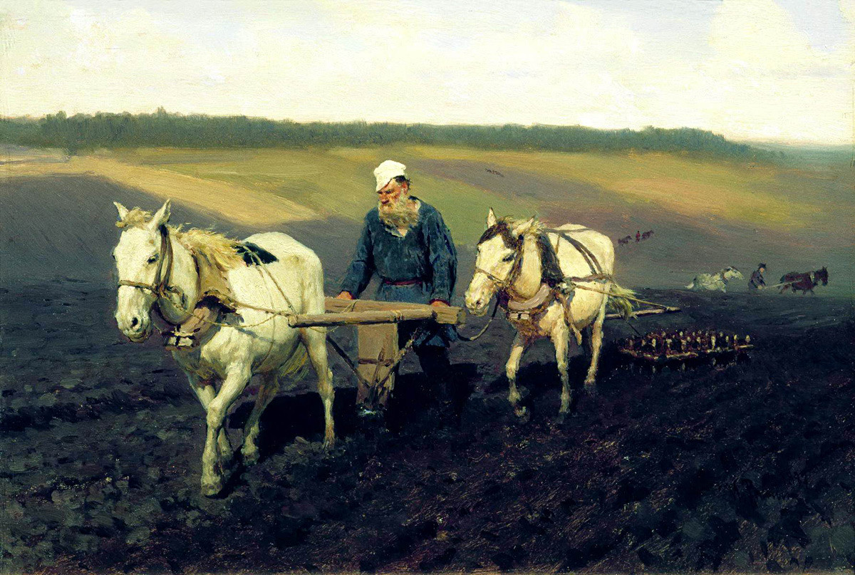 Tolstoï dans un champ de labour, 1887
