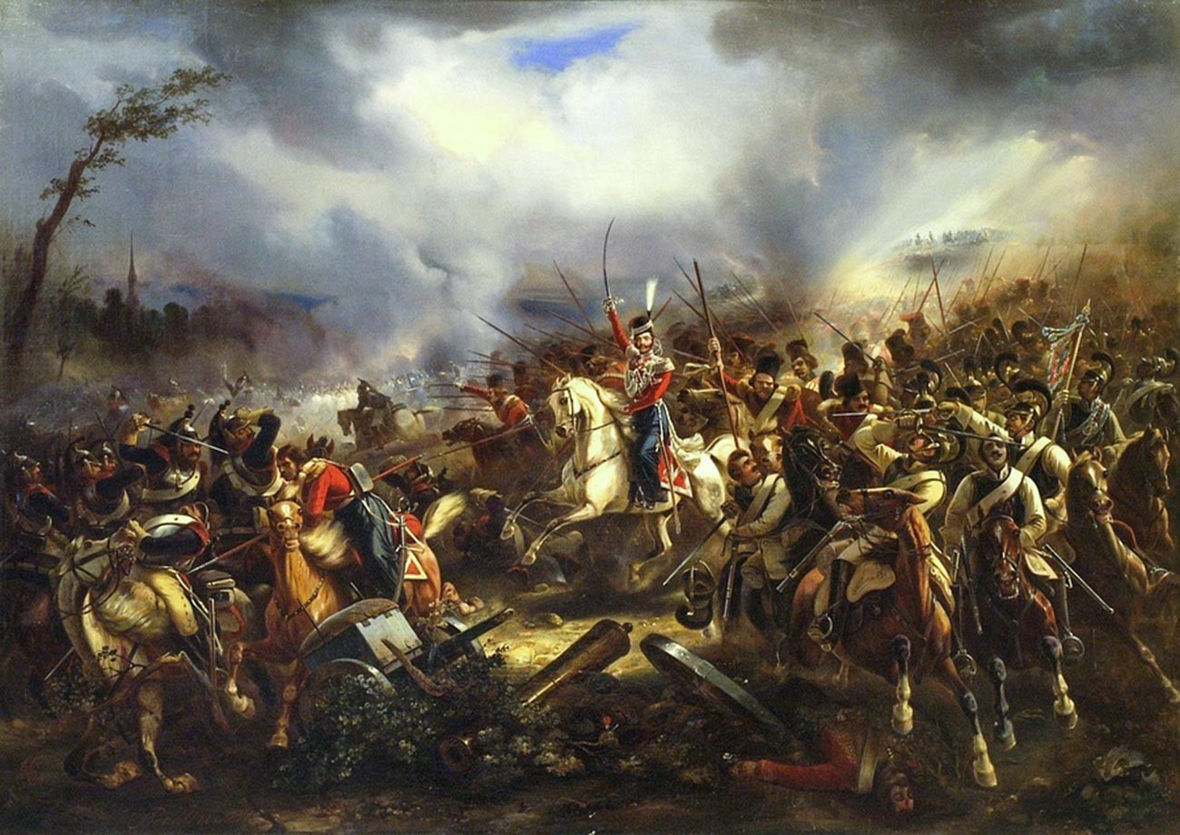 『ライプツィヒの戦いで攻撃しているコサック部隊』