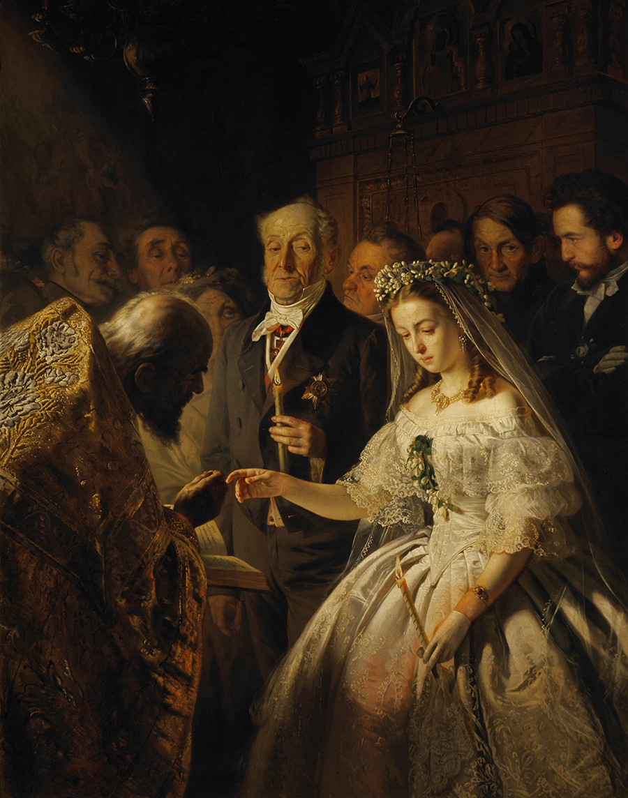 Matrimonio diseguale (1863), dipinto di Vasilij Pukirev (1832-1890)

