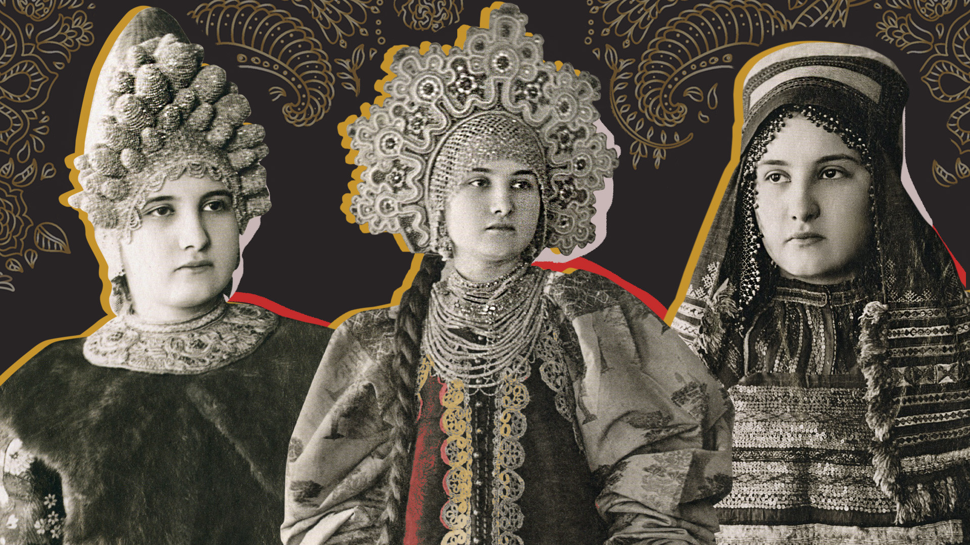 Traditional female costumes from all over the Russian Empire