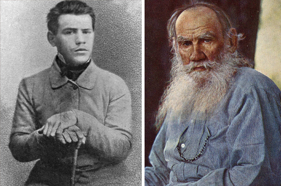 Dalam foto di sebelah kiri, Leo Tolstoy bukan lagi anak kecil, tetapi sudah berusia 17 tahun. Namun, tidak ada foto Leo Tolstoy sebelumnya.