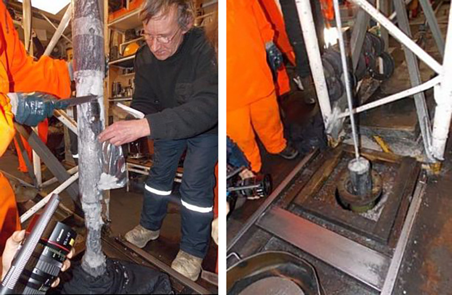 Le processus de forage d'un puits près du lac Vostok, auquel des scientifiques français ont également participé