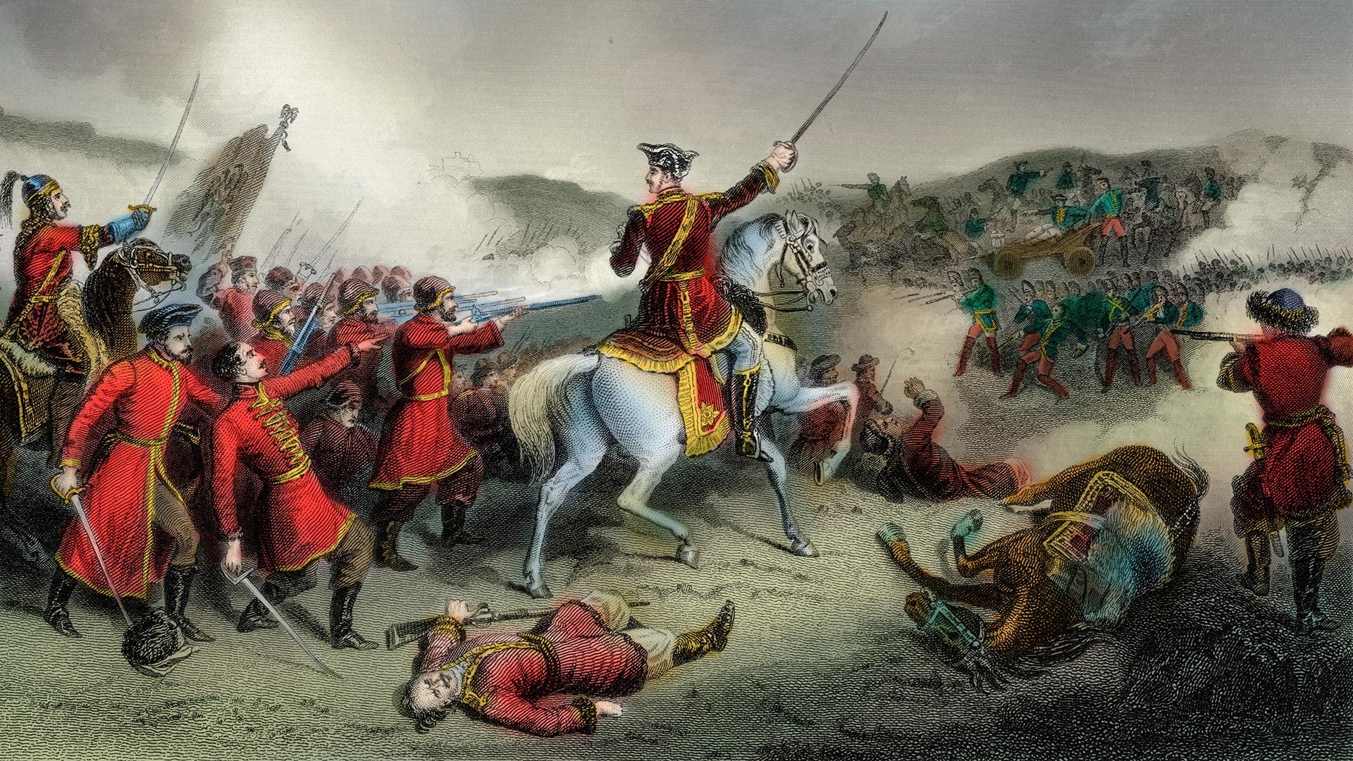 La battaglia di Poltava del 27 giugno 1709 fu la vittoria decisiva di Pietro I di Russia su Carlo XII di Svezia in una delle battaglie della Grande guerra del nord (1700-21) tra Russia e Svezia