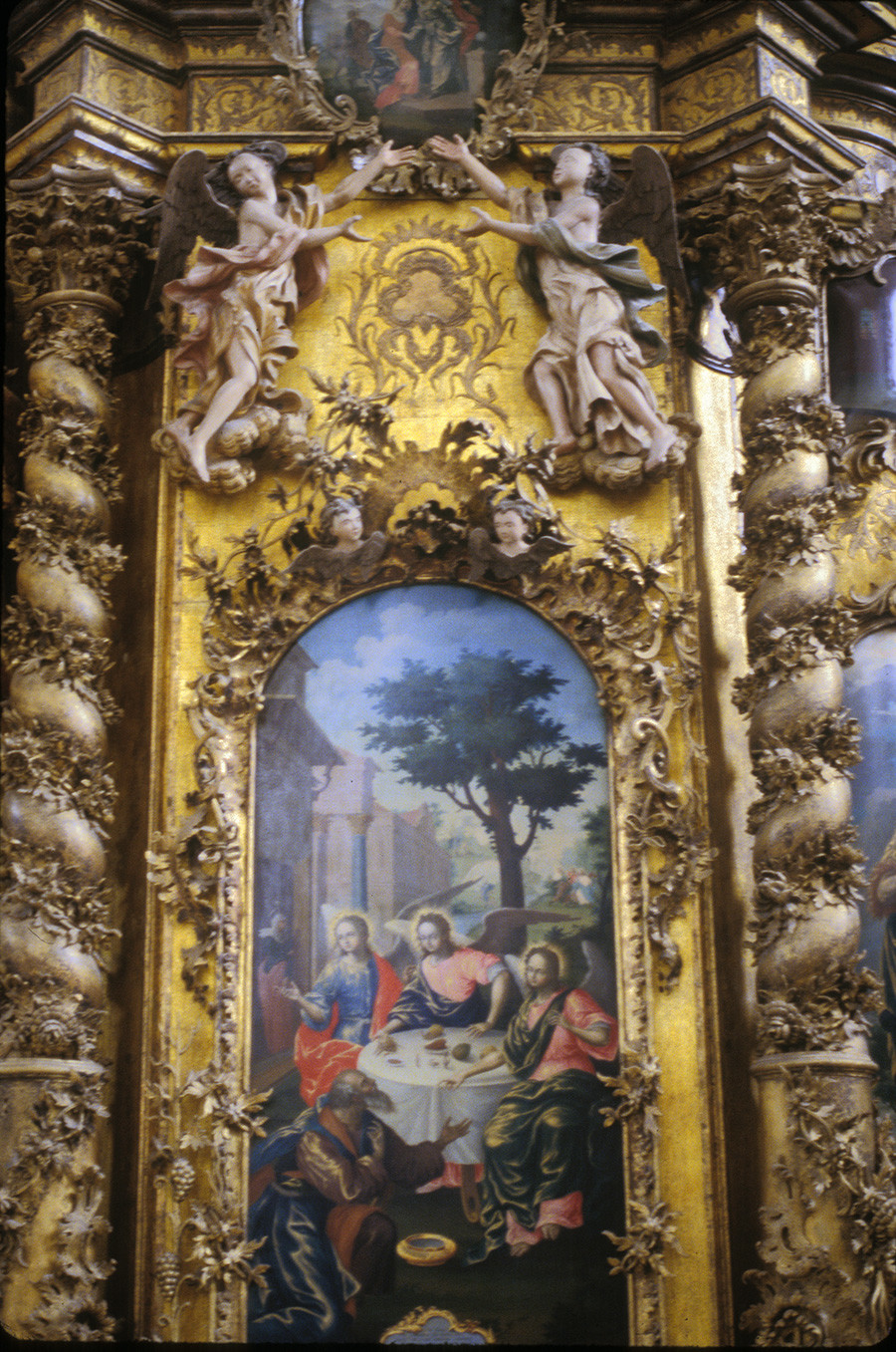Monastère de la Trinité de Gleden. Iconostase de la cathédrale de la Trinité. Icône montrant trois anges avec Abraham et Sarah