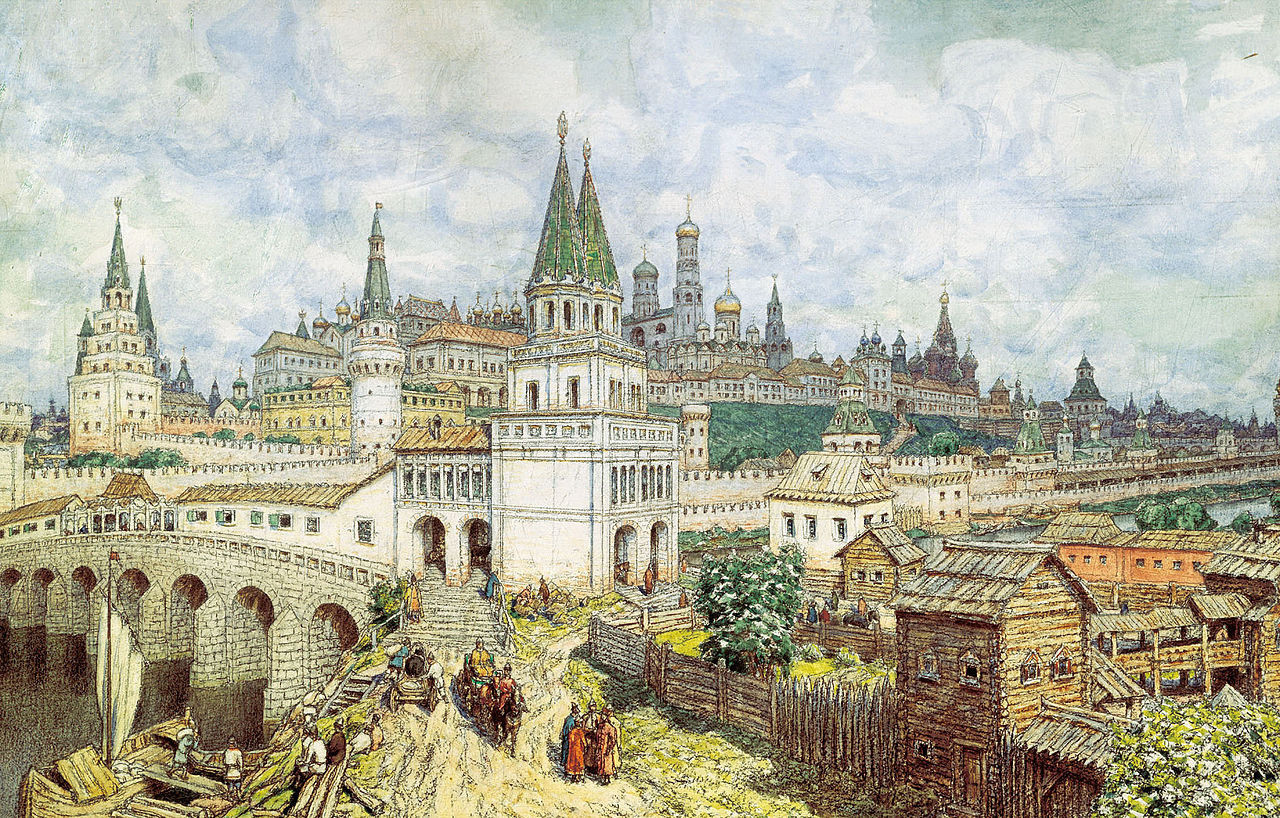 Il periodo d'oro del Cremlino di Apollinarij Vasnetsov. Il ponte di Ognissanti e il Cremlino alla fine del XVII secolo, 1922