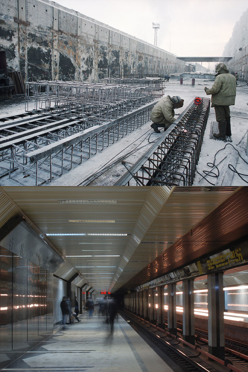 Construction de la station Bourevestnik, 1996 / Station Bourevestnik, 2009