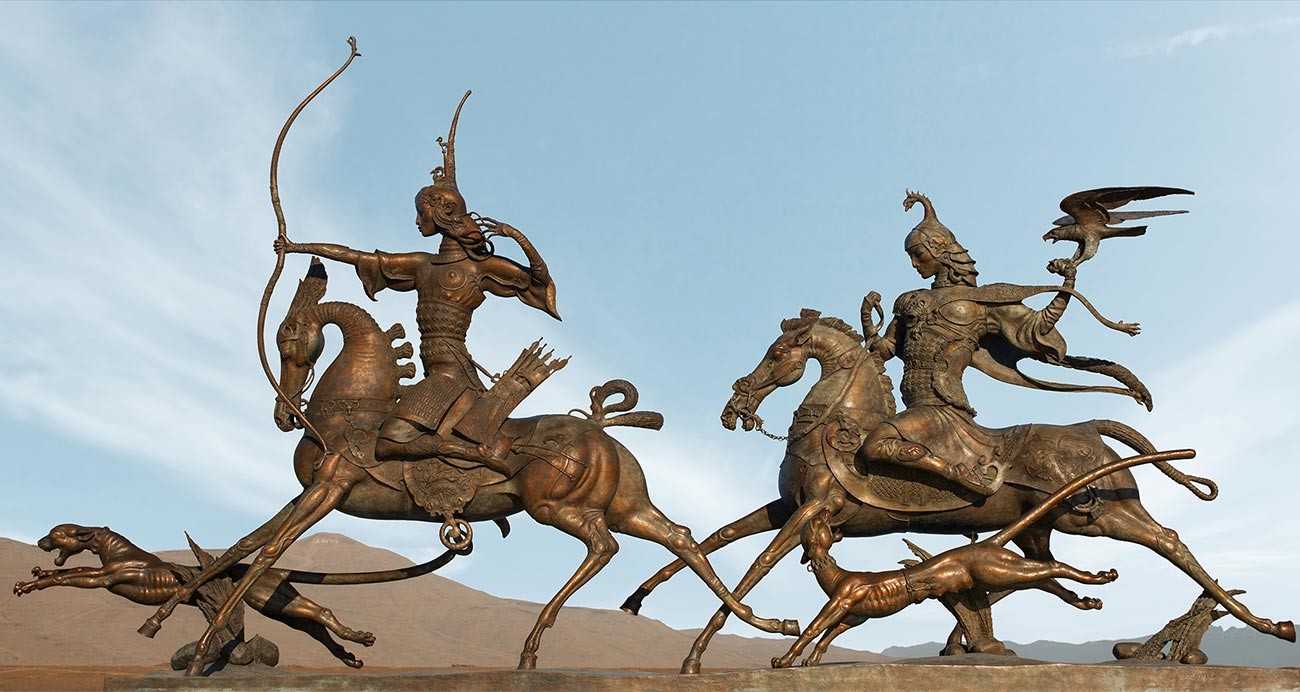Composition sculpturale « La chasse du tsar »