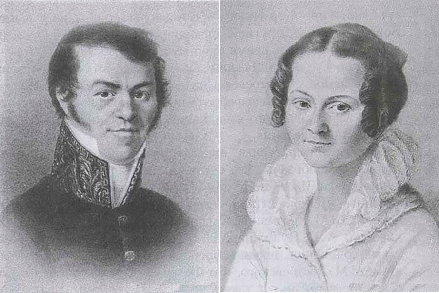 Mikhaíl Andrêievitch Dostoiévski e Maria Fiódorovna Dostoiévskaia, pais de Fiódor.