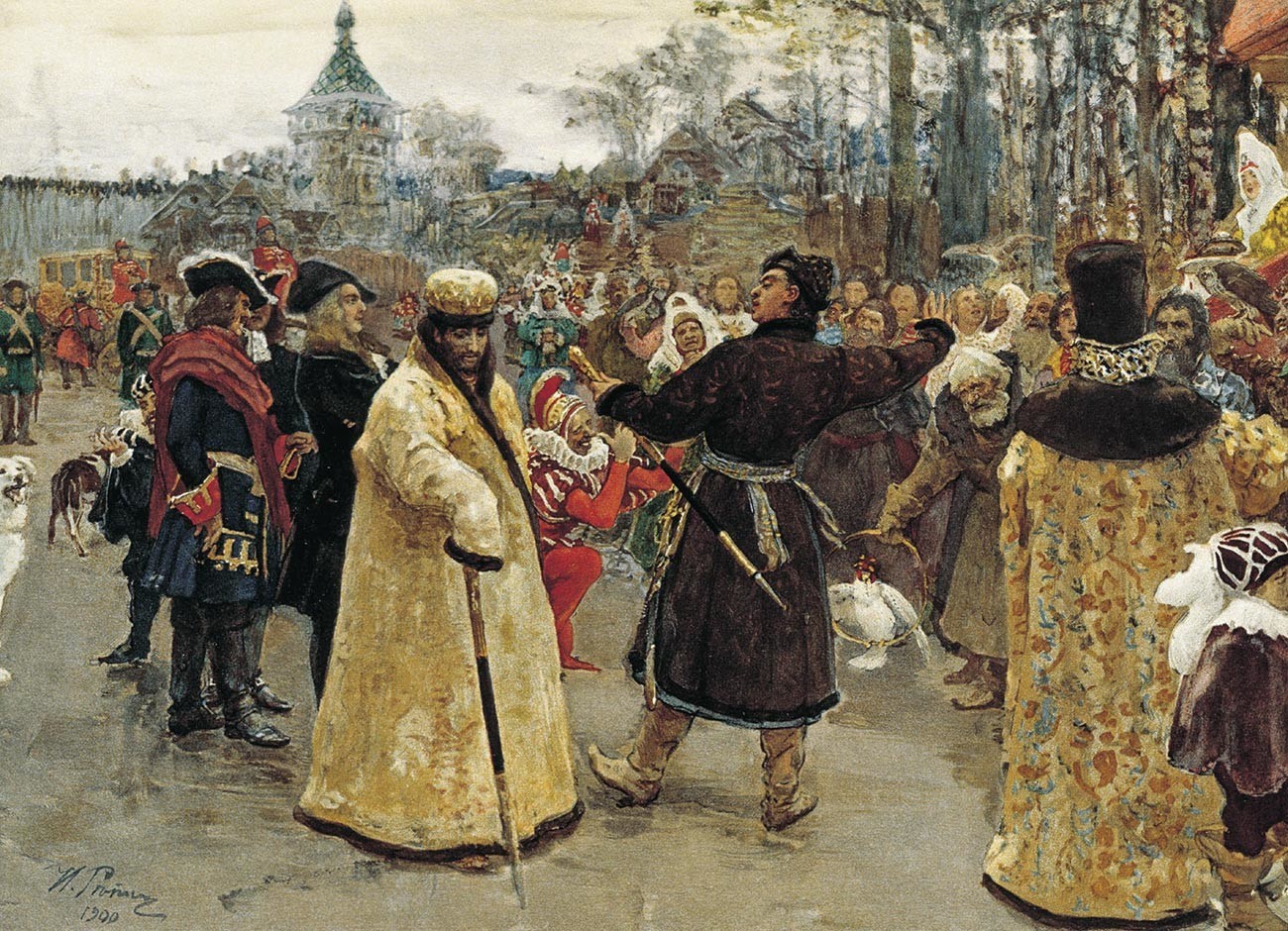 Lukisan karya Ilya Repin, berjudul 'Kedatangan Tsar Pyotr dan Ivan', 1900.
