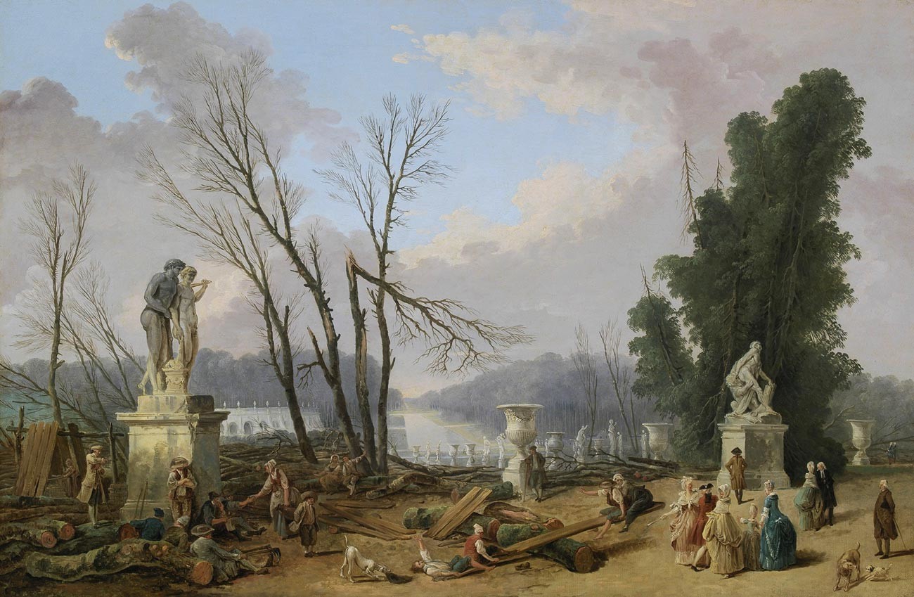 Le Tapis vert à Versailles au moment de l'abattage des arbres de Hubert Robert 