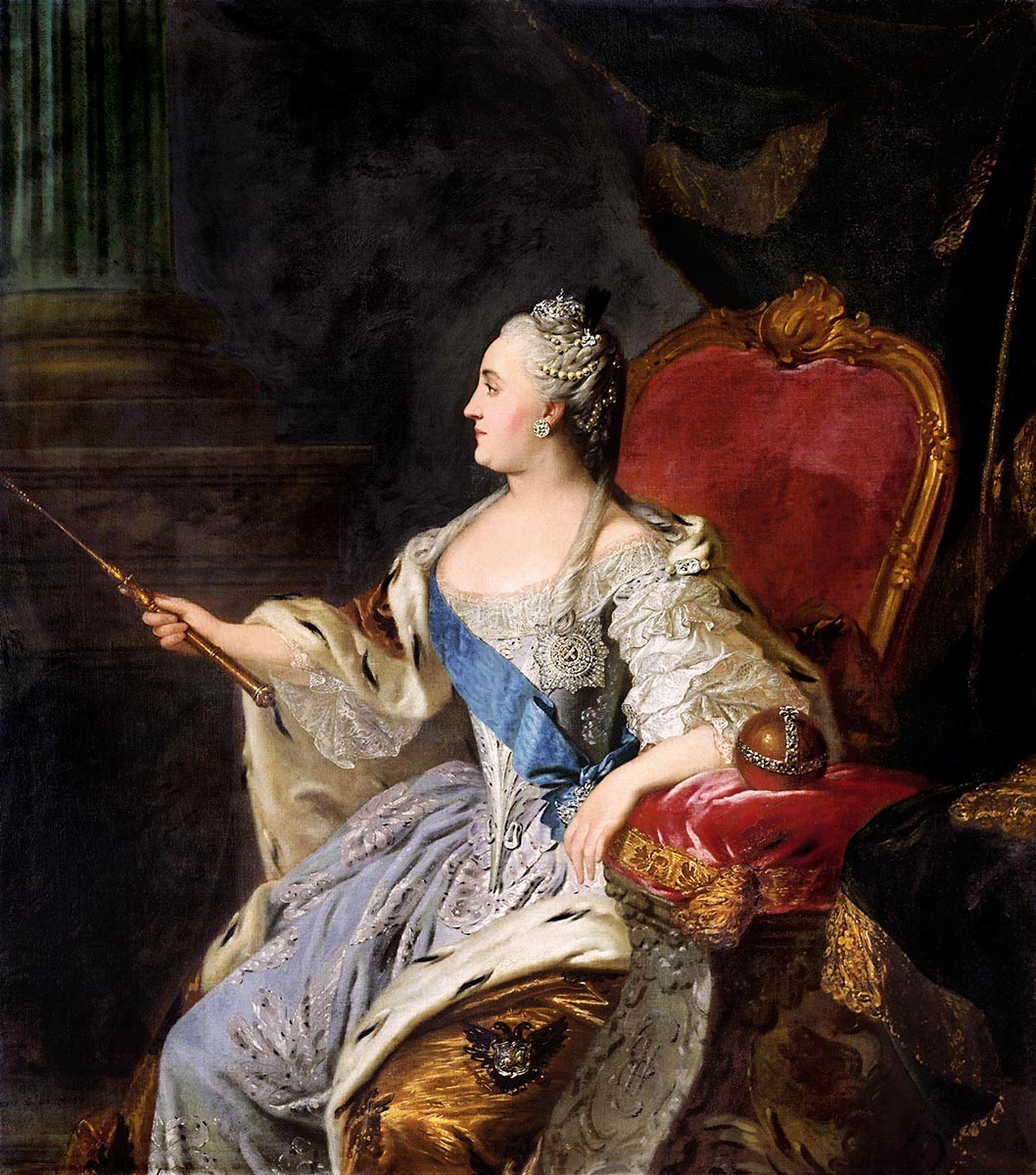 Retrato de Catarina a Grande, por Fiodor Rókotov, 1763. 