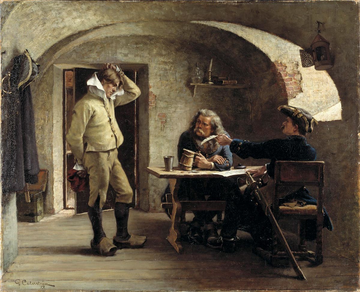 Regrutiranje narednika, Gustaf Cederström, 1879.