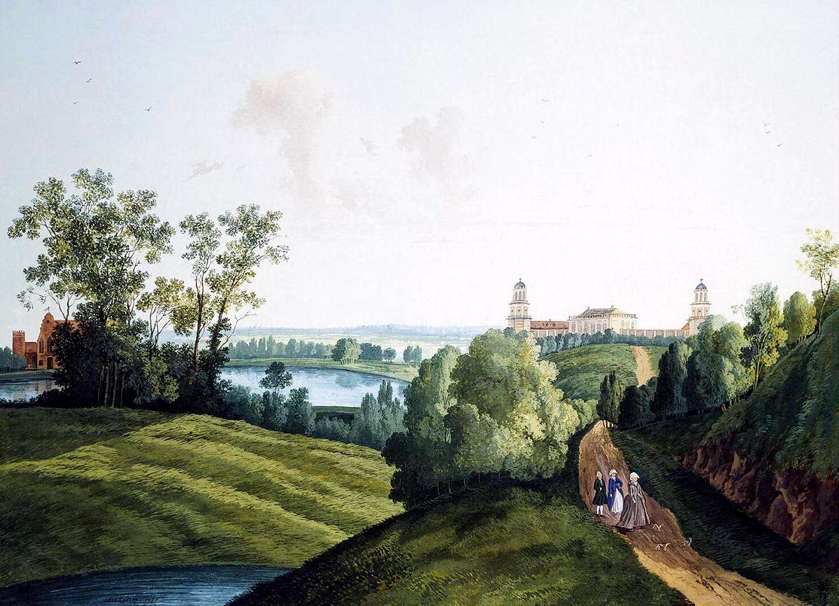 Пейзаж в парк в Царское село с гледка към фермата, 1777 г.,