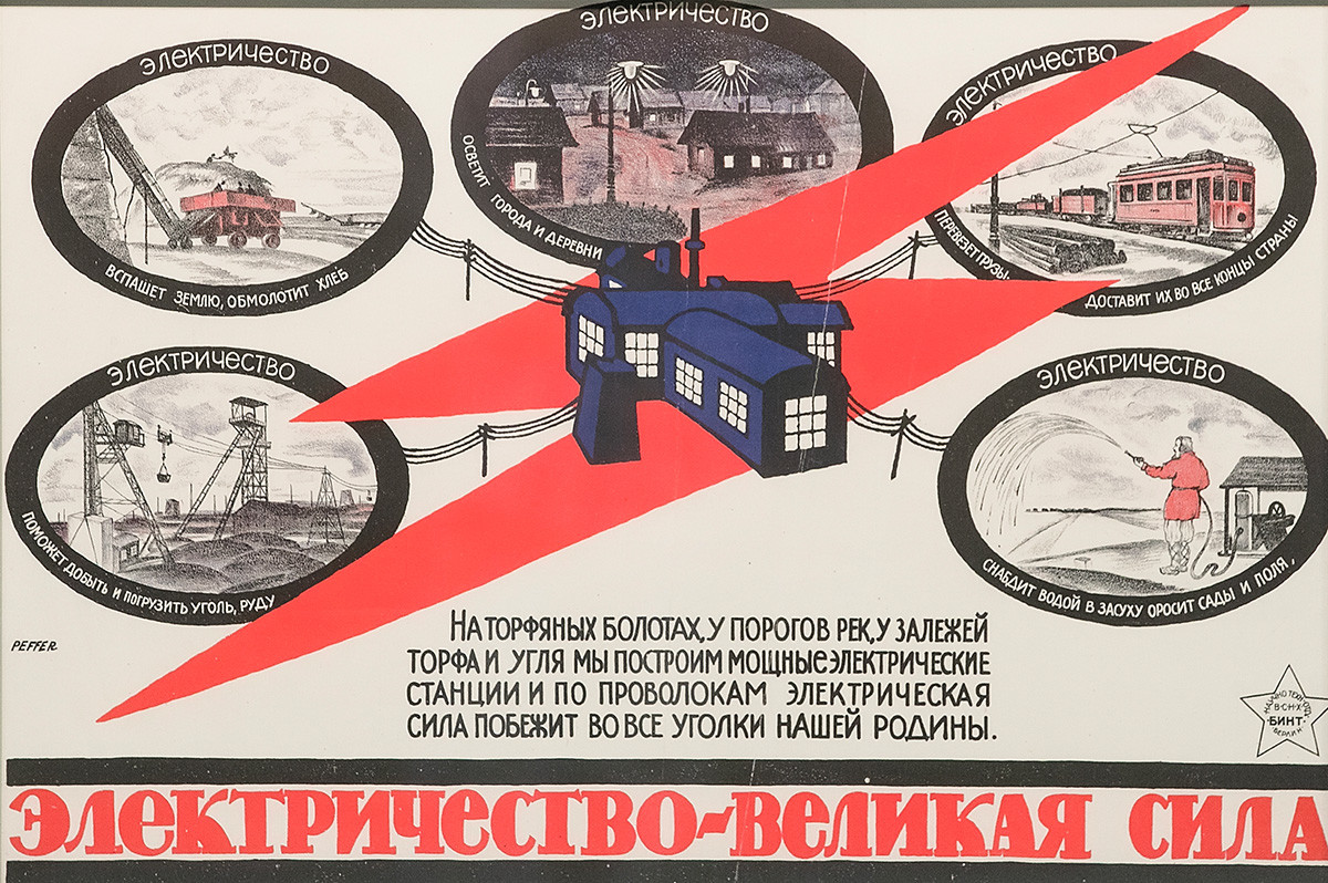 ソ連のポスター「電気は強大な力！」