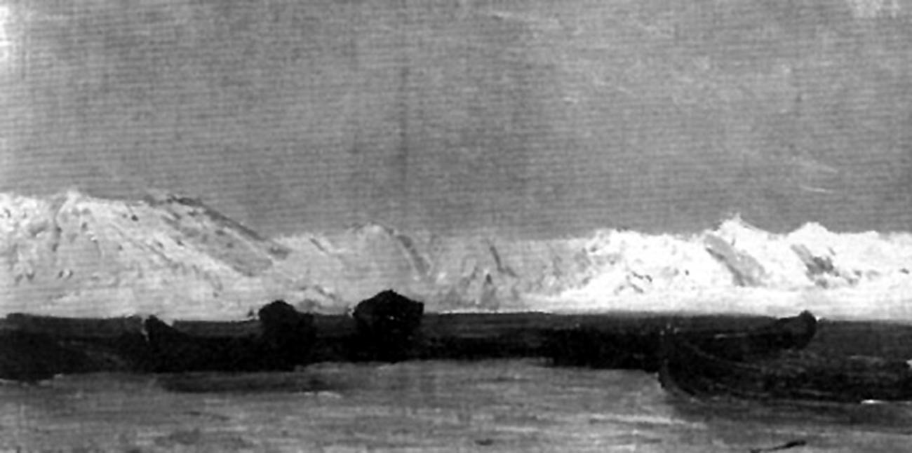 Les monts Viltchiki éclairés par la lumière du soir à la mi-septembre (1896) (Détroit de Matotchkine, archipel russe arctique de Nouvelle-Zemble)