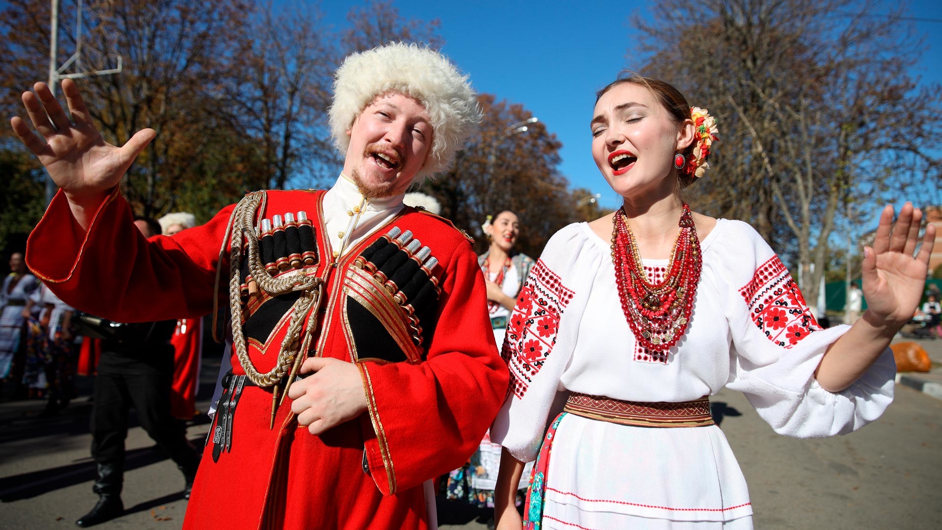 The Cossack song ensemble "Krinitsa" at the festival of Cossack culture "Alexander Fortress" in Krasnodar Territory.