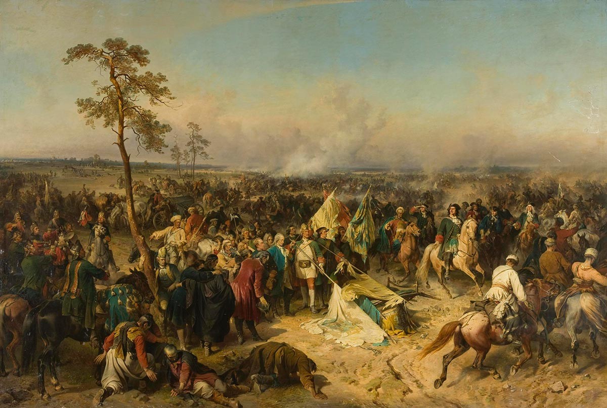 Vitória em Poltava. Aleksander Evstafievitch Kotzebue, 1862.