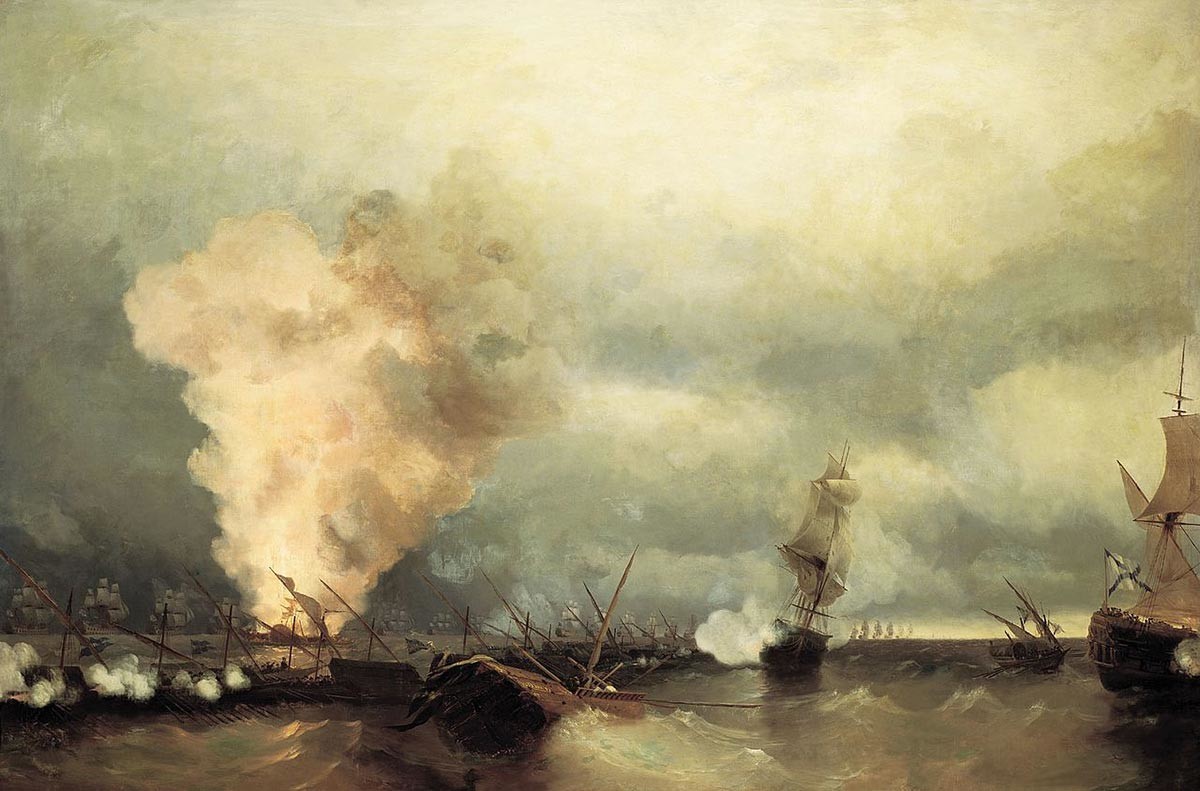 Batalha naval em Viborg. I. K. Aivazóvski, 1846.