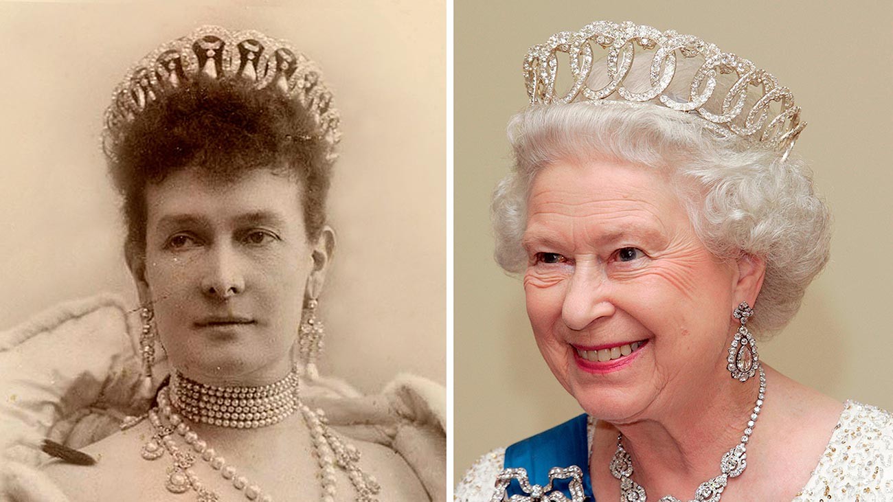 Владимирская тиара сейчас принадлежит королеве Елизавете II.