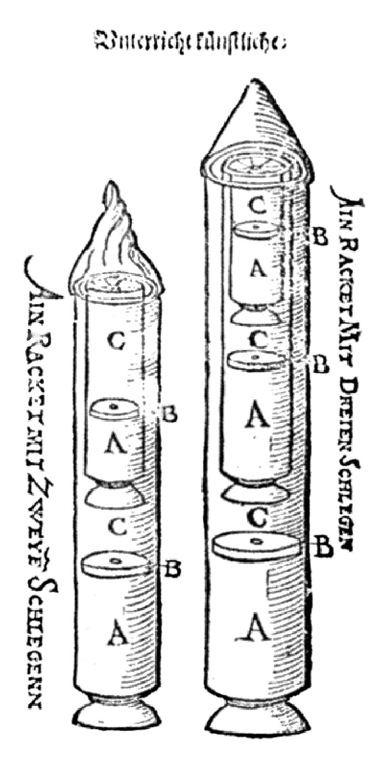 Дизайн на ракетата от Конрад Хаас (1529 г.)