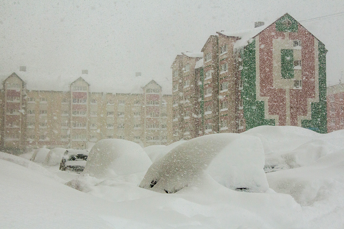 Derasnya salju turun di Yuzhno-Sakhalinsk pada bulan Mei.