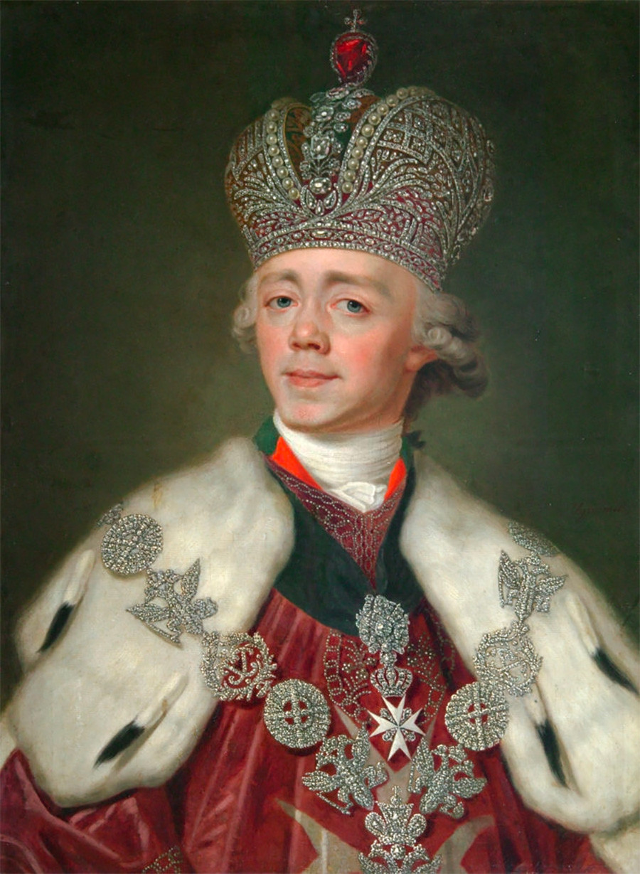 Imperador Paulo 1° da Rússia. Pintura de Vladímir Borovikovski. 