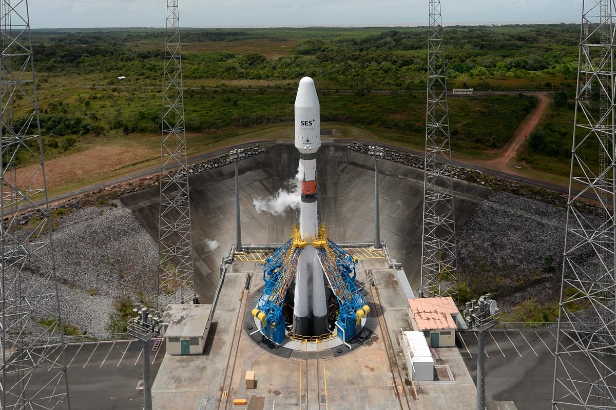 Sulla rampa di lancio del cosmodromo di Kourou, nella Guyana francese, 2019
