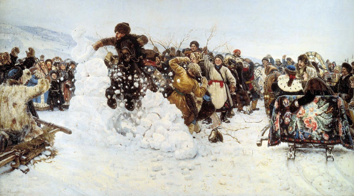 Tela de Vassíli Surikov. Tomando uma cidade de neve