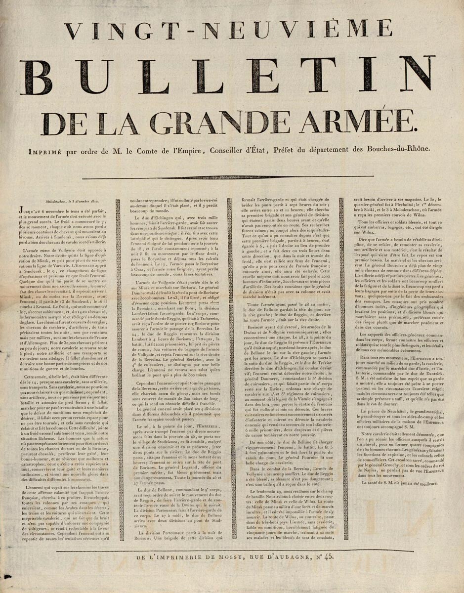 Sebuah halaman dari Buletin Grande Armée ke-29