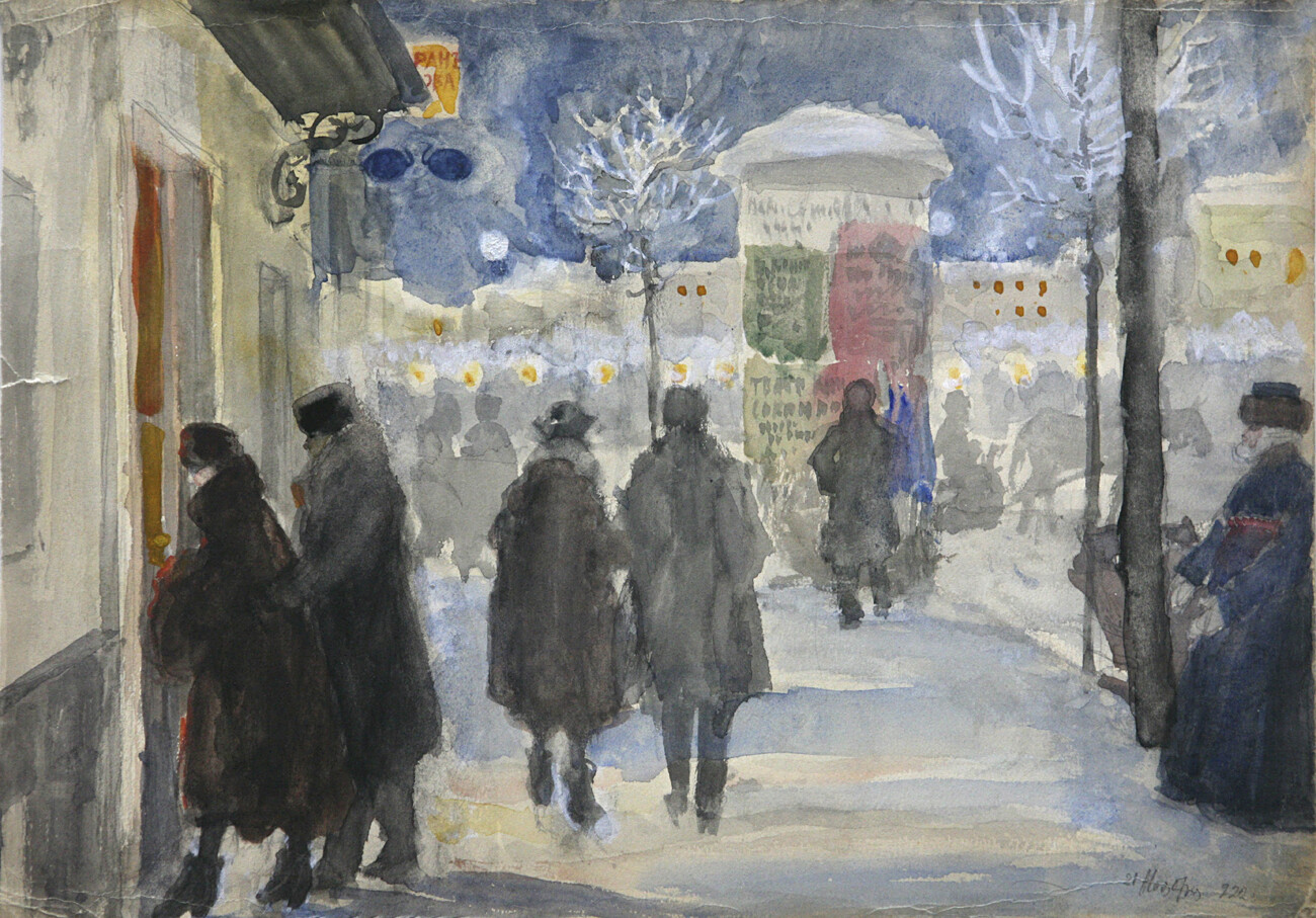 Serguêi Vinográdov. Rua de Moscou, 1922.