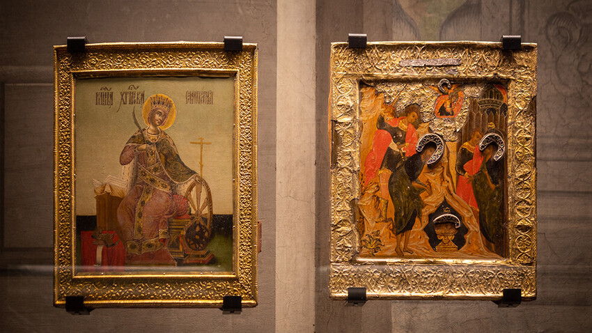 Icone Santa Caterina d’Alessandria martire e Decollazione di san Giovanni Battista
