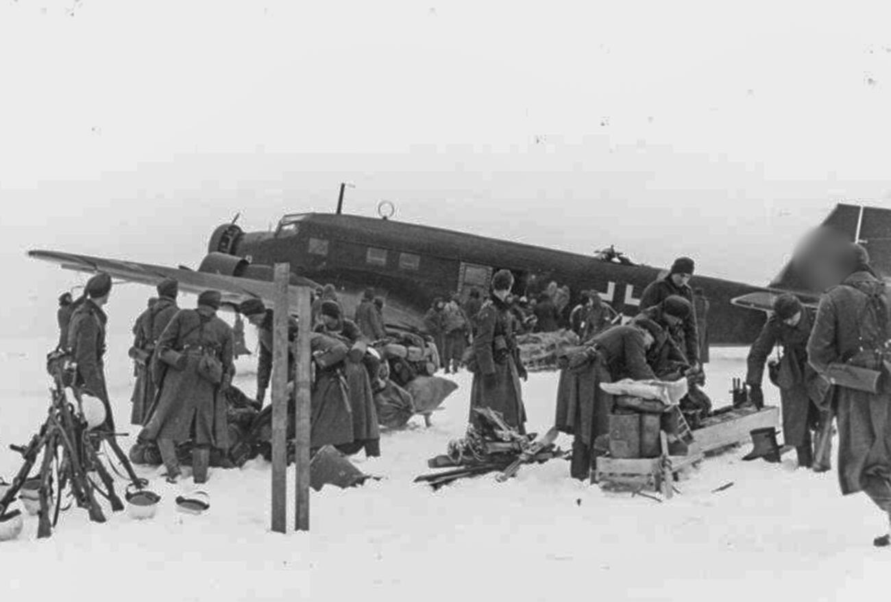 German military transport plane in Demyansk.
