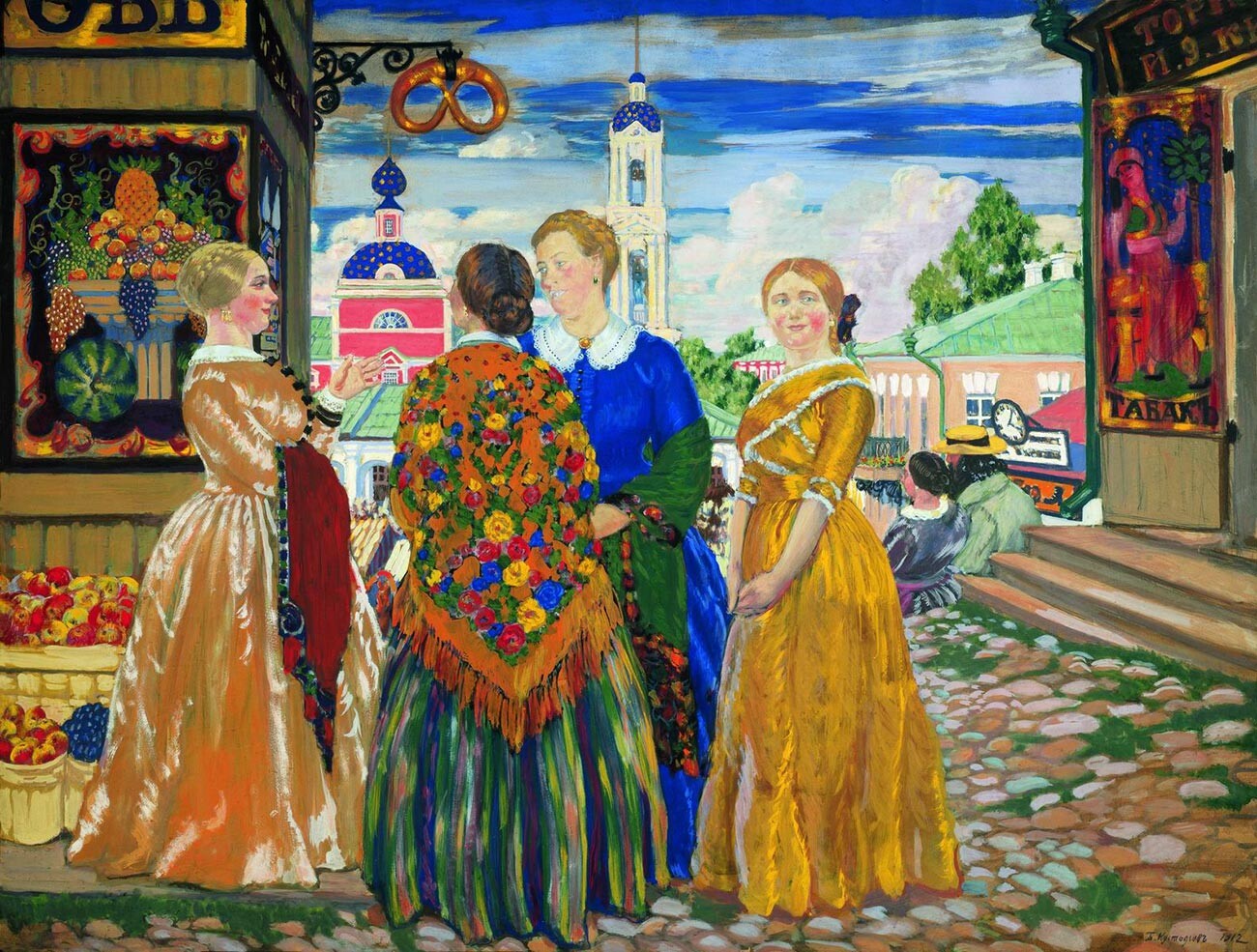 “Le mercantesse di Kíneshma”, dipinto di Boris Kustodiev (1913