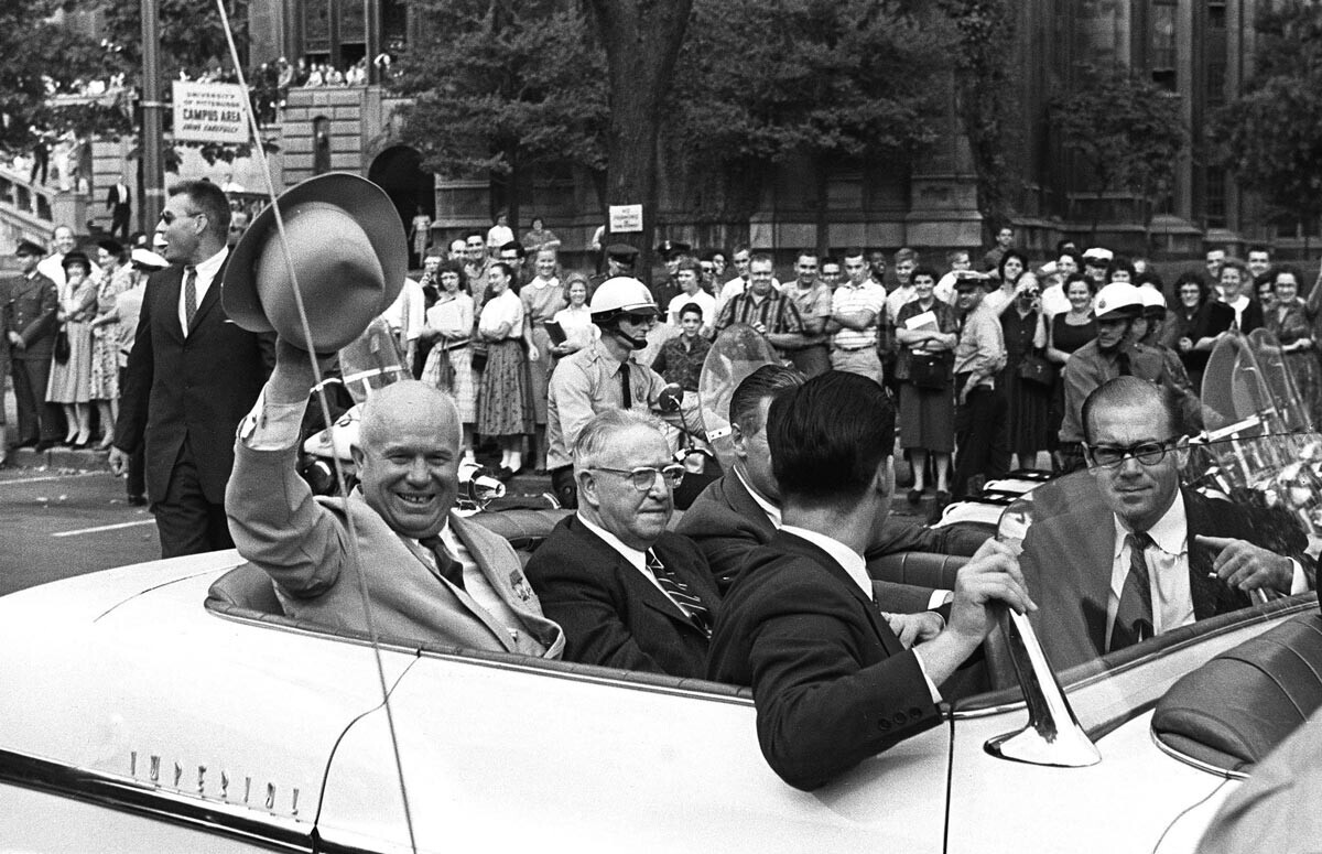 Nikita Khruschov durante visita aos EUA, em 1959.