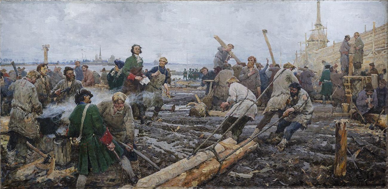 Петар на изградњи Санкт Петербурга.