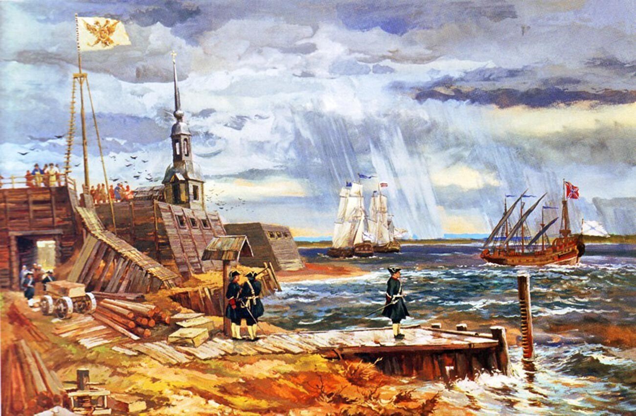 Der Beginn des Baus von St. Petersburg.