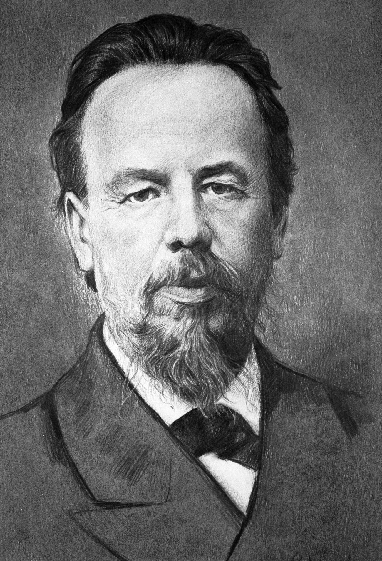 Reproduktion eines Porträts des russischen Wissenschaftlers, Radioerfinders Alexander Popow.