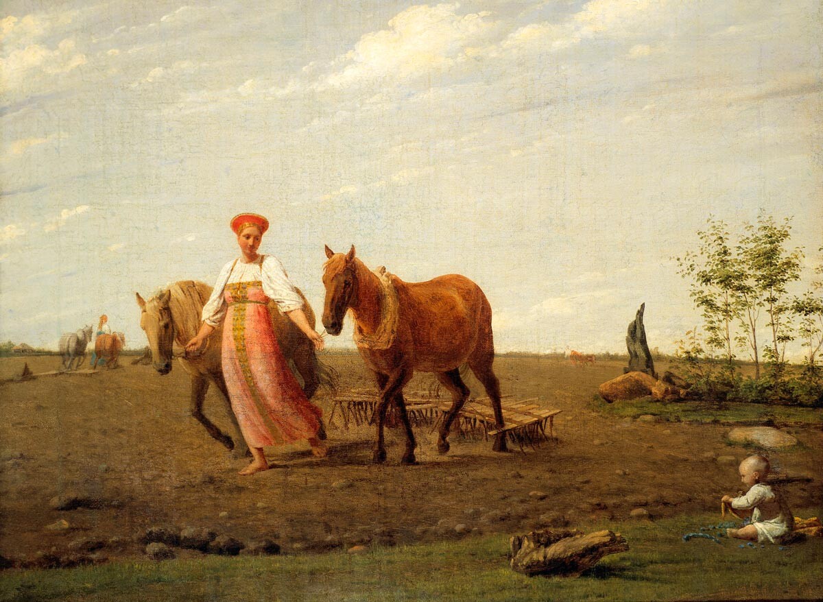 “Primavera, sulla Terra Arata” dipinto di Aleksej Venetsianov, anni Venti dell’Ottocento
