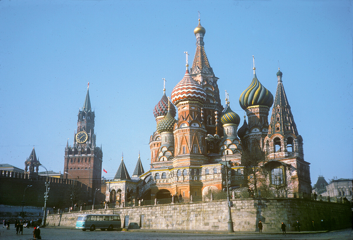 Moscow. Cathedral of the Intercession on the Moat (St. Basil's). South view. February 20, 1972.