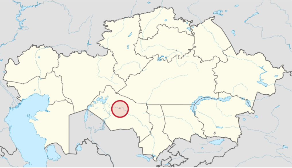 Lokacija kozmodroma Bajkonur v Kazahstanu