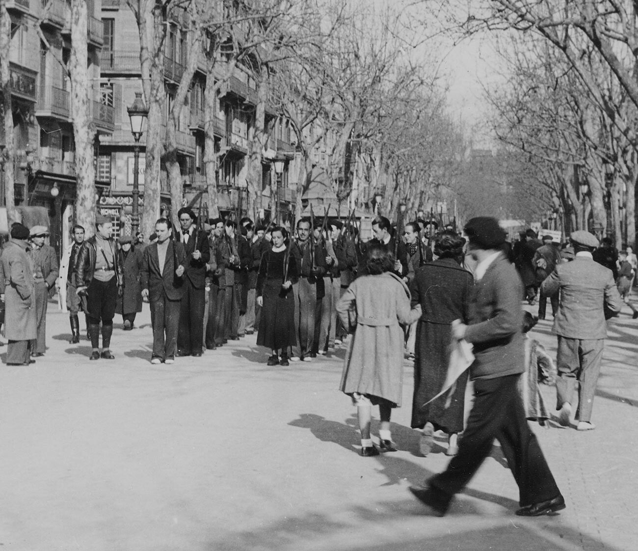 A march in Barcelona in April 1937.