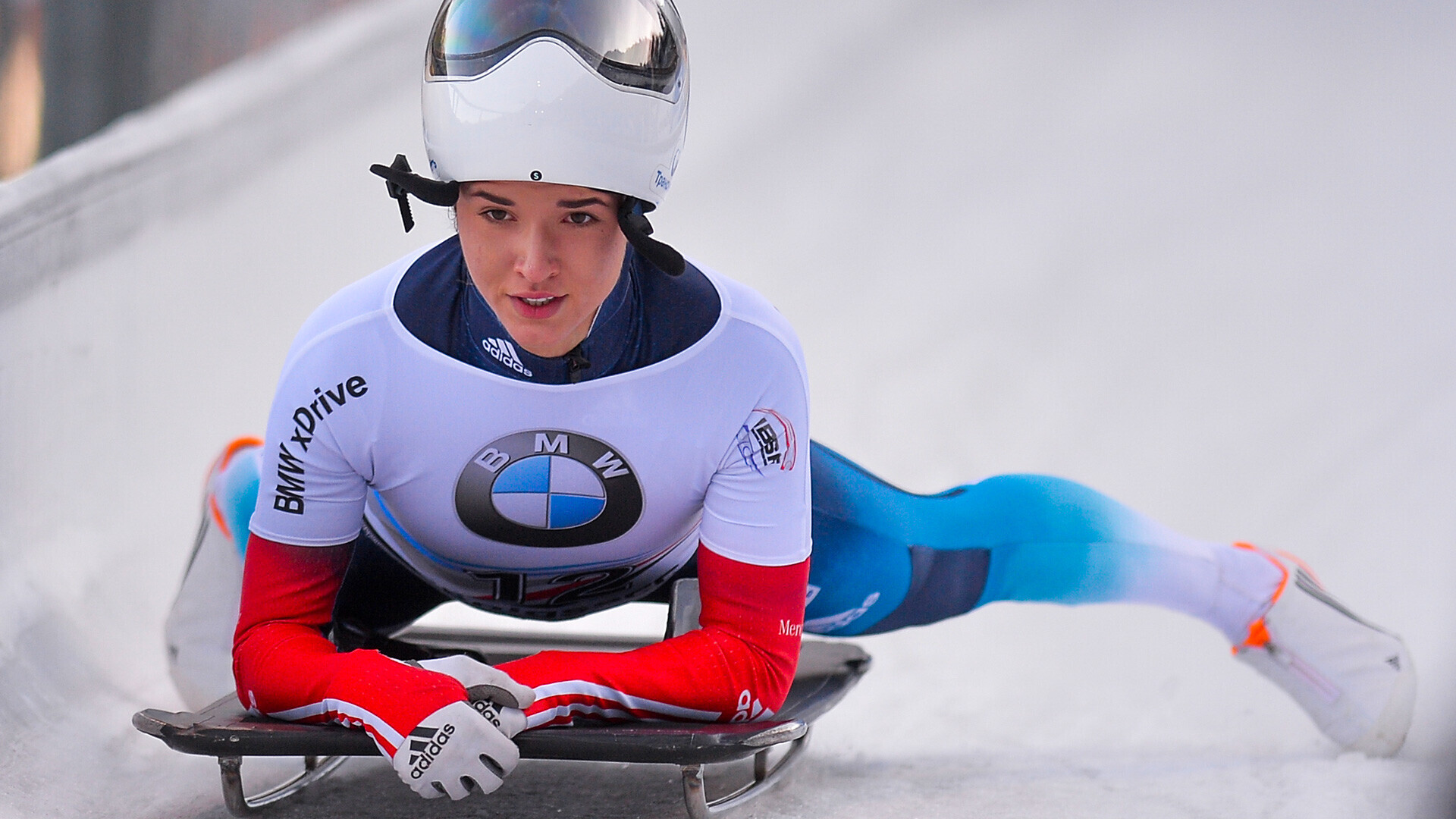 Kanakina na final da competição de skeleton feminino na terceira fase da Copa do Mundo de Bobsleigh e Skeleton em Koenigsee
