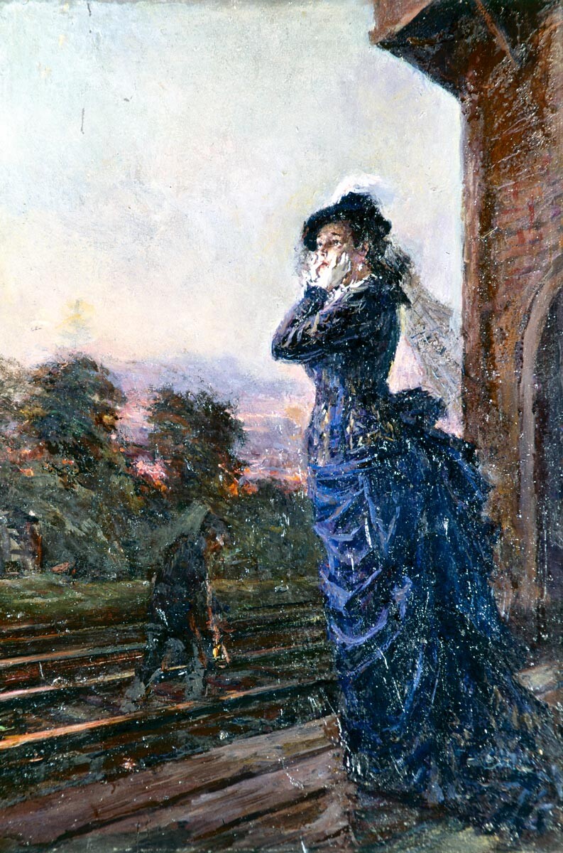 Alexander Samokhvalov. Anna before committing suicide (Illustration reproduction)