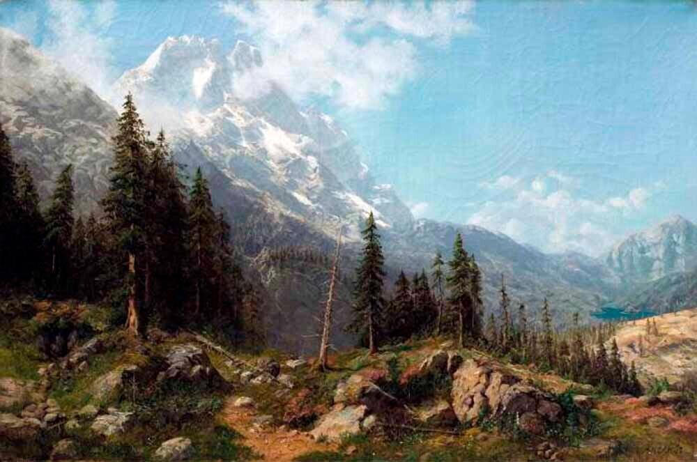 Sebuah hutan dalam pegunungan (1890s).