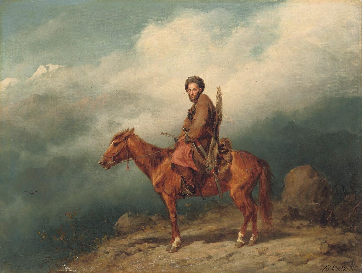 Seorang penunggang kuda Kaukasia (1800-an).