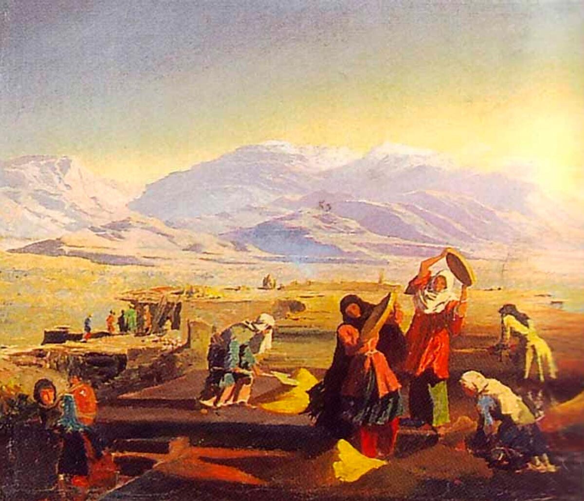 Memanen biji-bijian di Kaukasus Utara (1840-an).