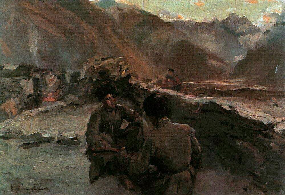 No Cáucaso. Montanheses sentados, 1889
