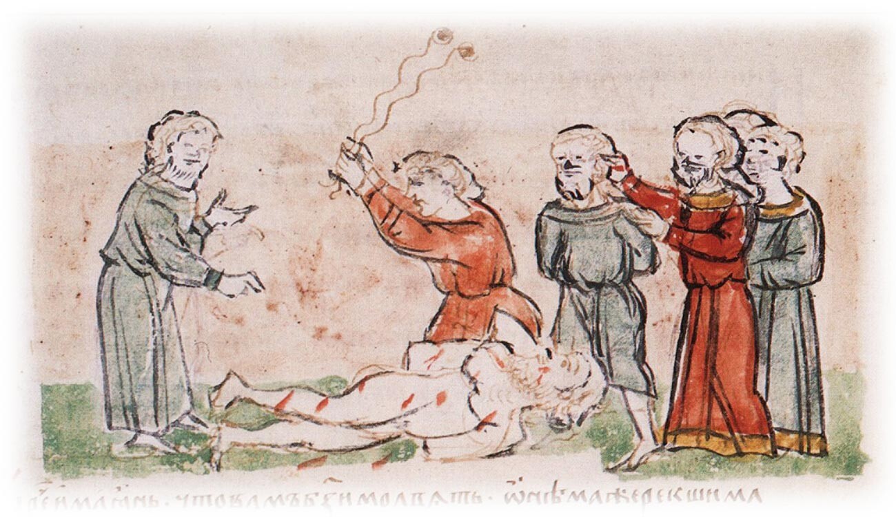 Castigo de los Reyes Magos por orden de Jan Vyšaticz. Crónica de Radzivilov.