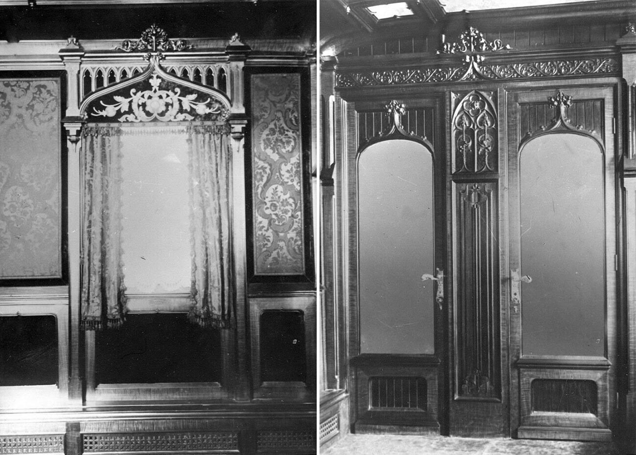 Das Fenster des kaiserlichen Büros (links) und die Türen der Büros des Kaisers und der Kaiserin (rechts).